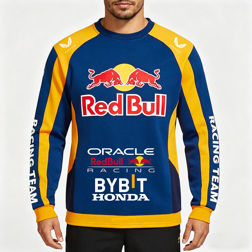 Red Bull Heren Lente en Herfst  F1 Racing en Motorfiets Kleding,  Niche Stijl, Nieuw Rond Hals Langarmig Shirt XS