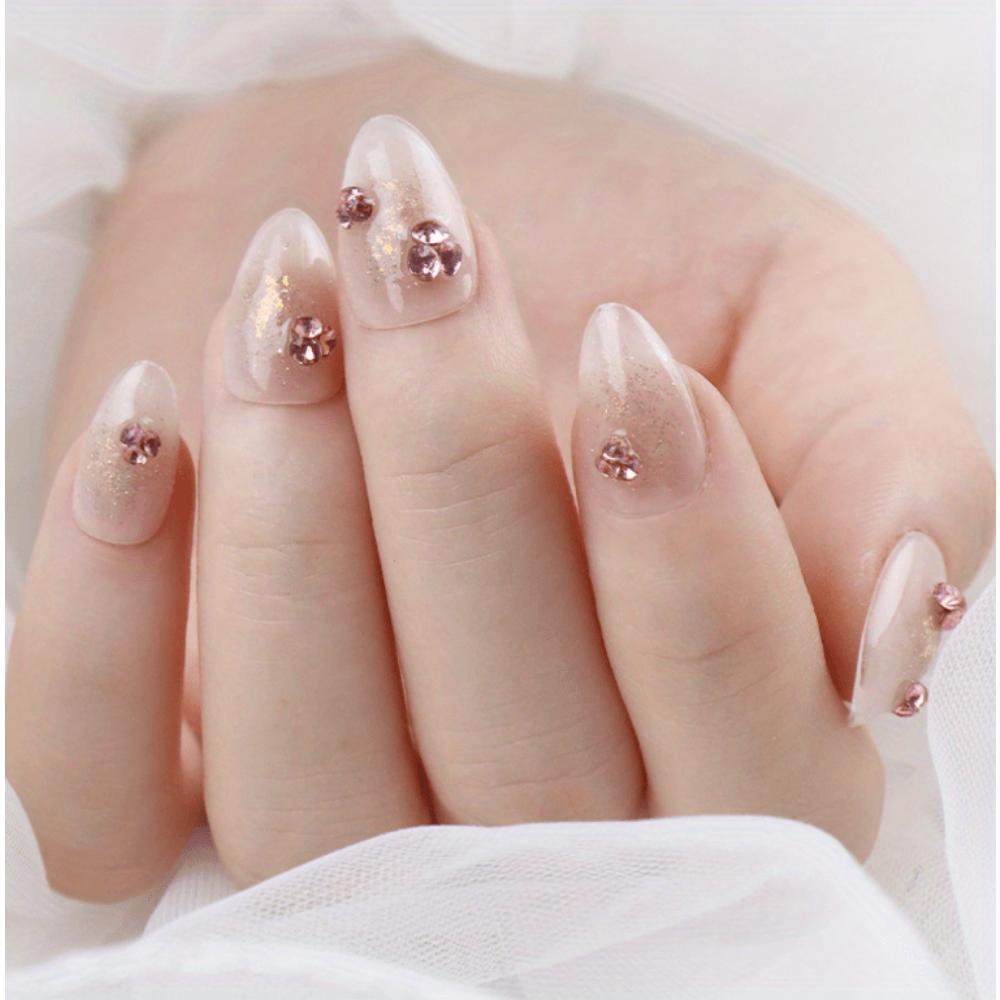 240-teiliges Naked Almond Pin Kit – Extra kurzes, halbmattes Finish mit glänzenden ovalen und Stiletto-Spitzen in transparenter Aufbewahrungsbox – Perfekt für DIY-Nagelkunst