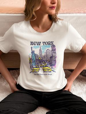 New York Grafik T-Shirt Unisex NYC Reise Geschenk T-Shirt Stadtsouvenir Freiheitsstatue