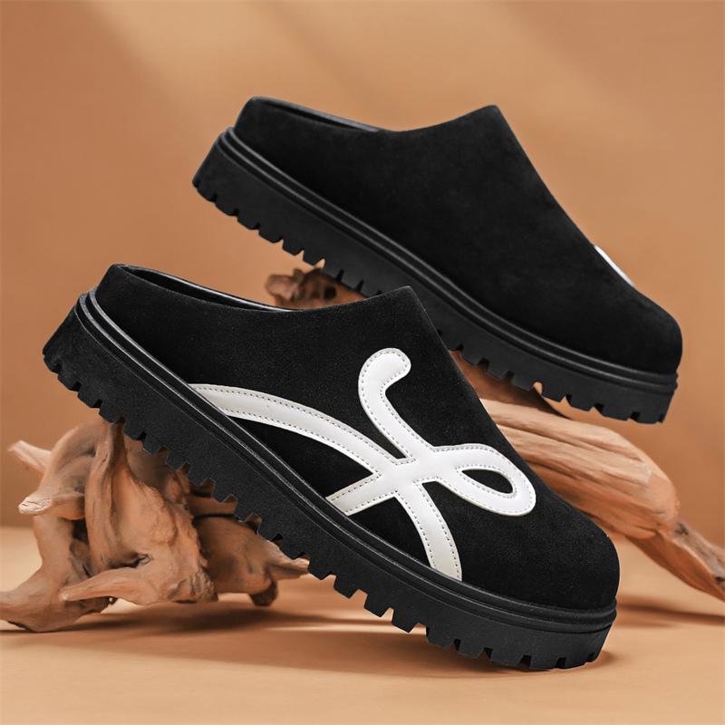 

Fashion Men s Casual Thick Bottom Black Outdoor Slip-On Half Slippers Comfortable Rubber Sole Leisure Footwear casual business shoes 39