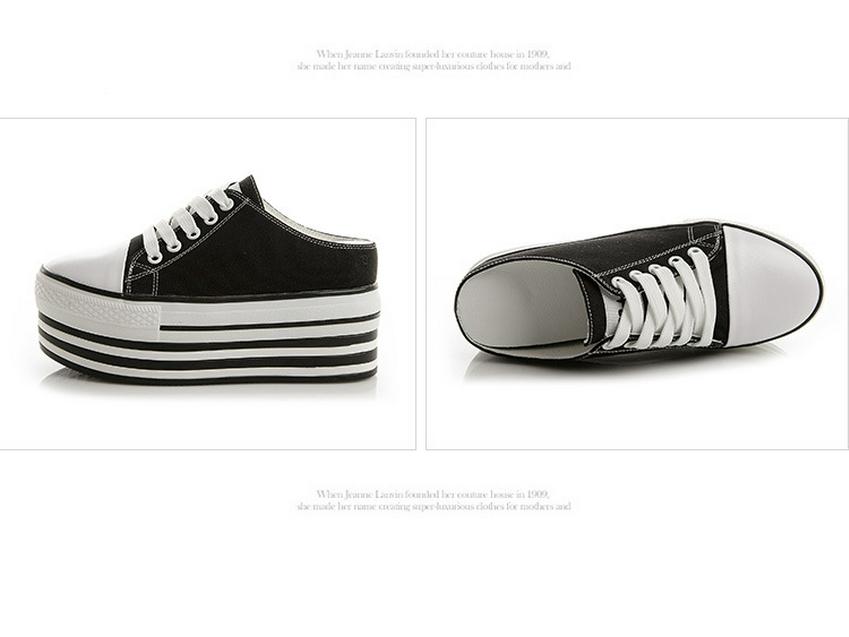 New Women's Height-Enhancing Canvas Slippers: Round Toe, Lace-Up, Thick-Soled Casual Shoes for Spring & Summer
