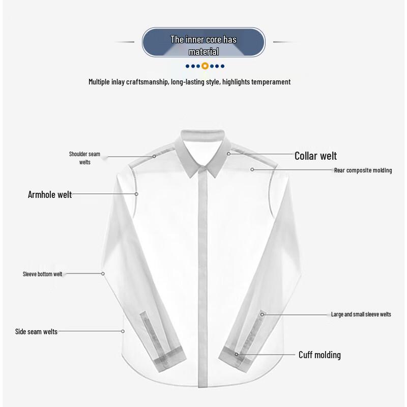 FIRS Men's DP Non-Iron Pure Cotton Business Long-Sleeve Shirt