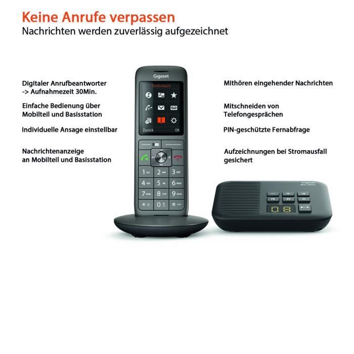Gigaset CL660A Téléphone sans Fil 2.0 avec écran Couleur/Grand Touches - Design téléphone/répondeur - Box 200A /