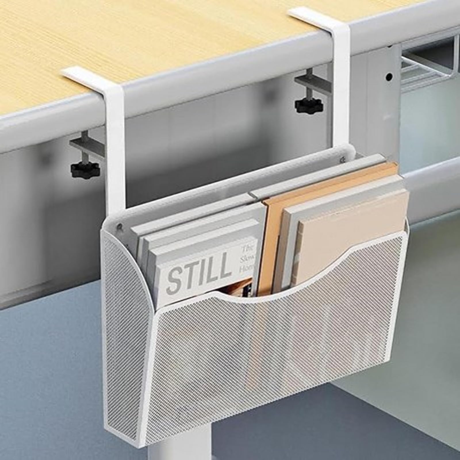 

Iptienda Desk Side Storage Office Desk Storage Convenient Small Item No Drilling Easy Storage Rack Storage, Under-Table Rack, Under-Desk Rack, белый