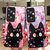 Cute Little Cat Black For Oppo A79 5G 58 78 74 60 4G Reno 11F Realme GT 6 11 Note 50 10 C55 X2 Tempered Glass Black Phone Case