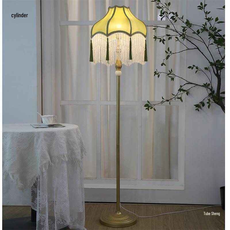 French Vintage Tassel Floor Lamp for Living Room and Study
