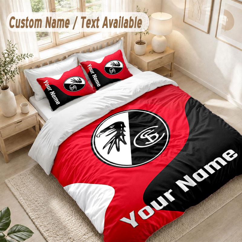 Custom Name Bedding Set 3 PiecesSC Freiburg FC Print Duvet Cover + 2 Pillowcases Soft Bed Decor