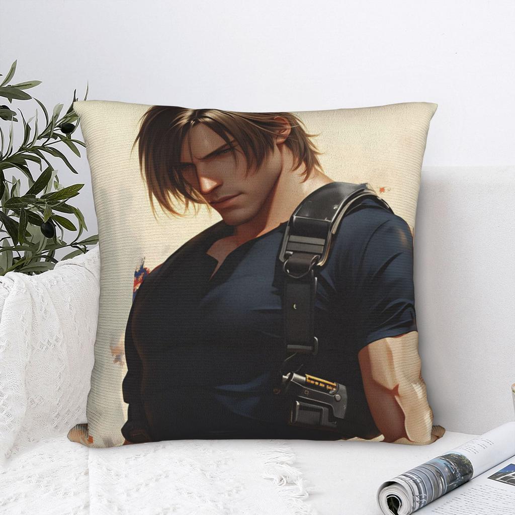 Leon Kennedy 4 Poster Pillow Cover Cute Funny Pillow Case For Sofa Home Decor Comfy Pillowcases Birthday Gift