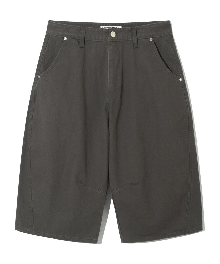 BASEMOMENT Cinch Back Curved Bermuda Pants Mocha Smoke
