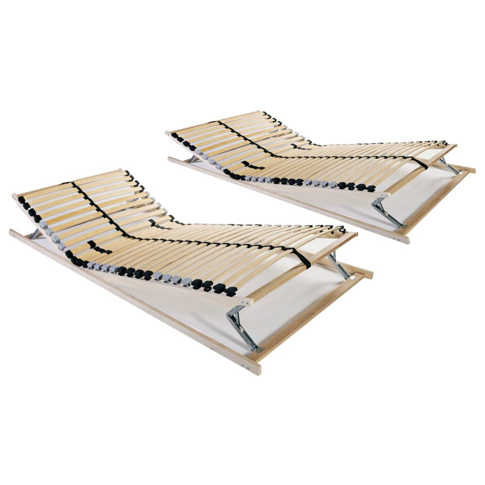 Slatted Bed Bases Without Mattress 2 Pcs with 28 Slats 90x200 Cm
