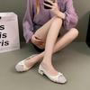 2025 new woven hollow bag head sandals women's skirt retro outer wear thick heel middle heel fashion casual shoes