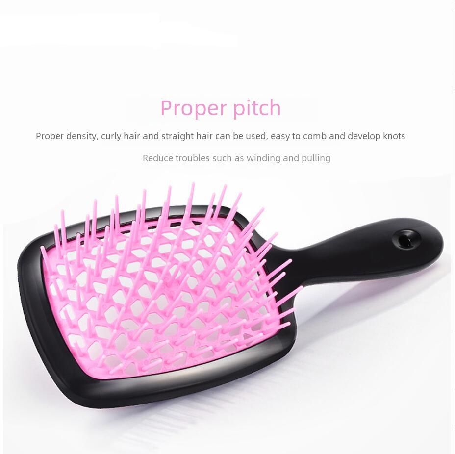 Pente de Massagem com Grelha Quadrada de Emenda – Ferramenta para Cabelo Volumoso e Alisamento