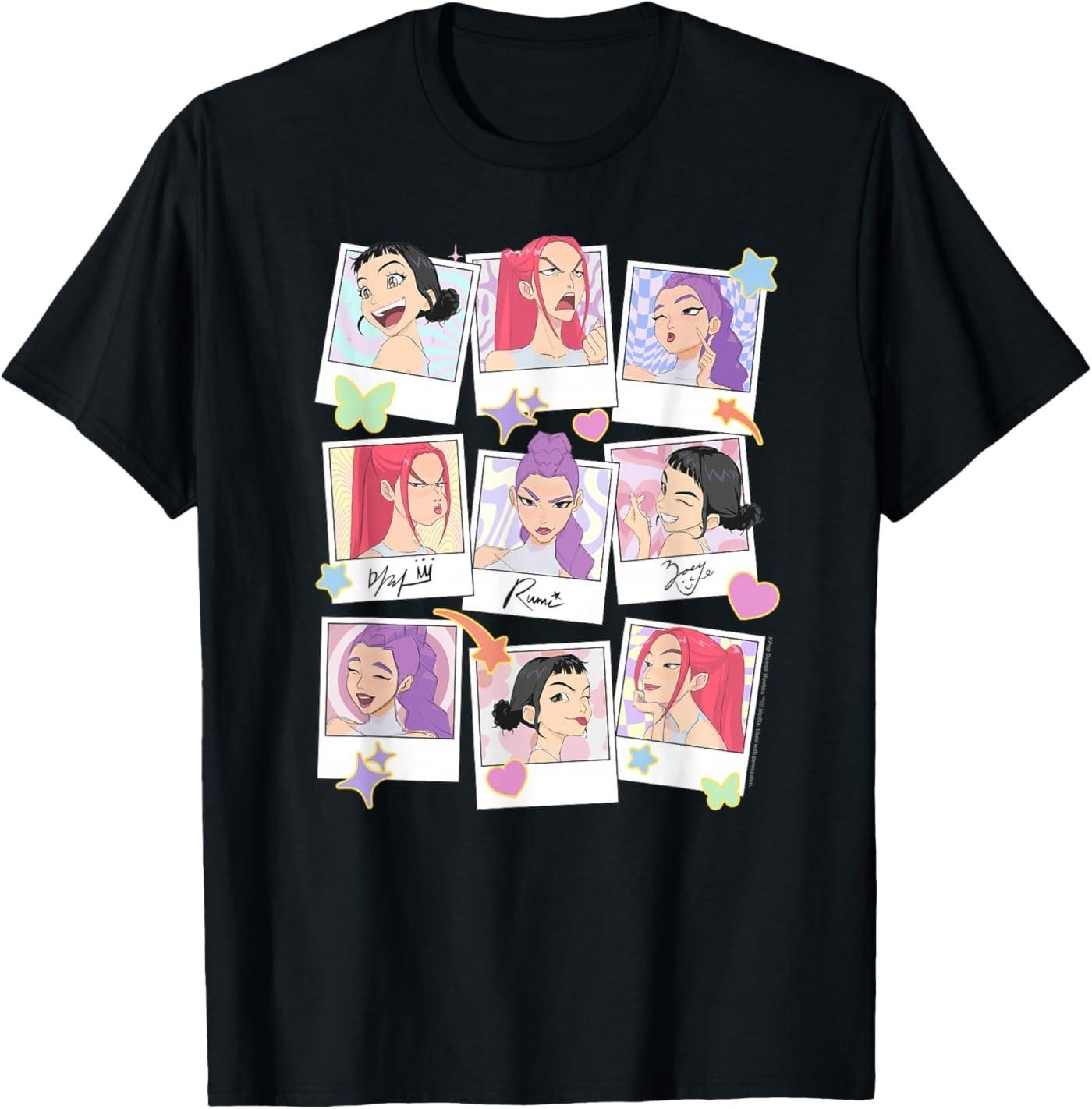 Kpop Demon Hunters Huntrix Polaroid Frames T- Unisex T-Shirt L