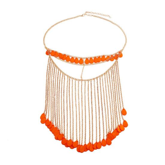 

Головная цепочка с регулируемым дизайном для ночного клуба, бара, вечеринки, металлическая кисточка, головной убор для женщин, занавеска для лица оранжевый