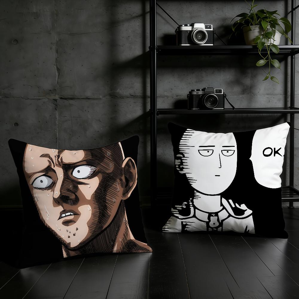 Anime O-One-Punch Man-Es Cushion Cover Birthday Anniversary Gifts Double Sided Printed Zipper Cushion Cover Soft Skin Bedding