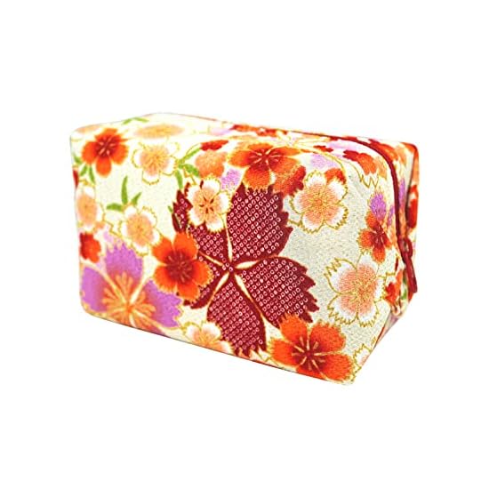 (0110-2) Uni Textile Made in Japan Futakoshi Chirimen Japanese Pattern Balloon Pouch [Hitta Cherry B