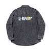 Li Ning Skateboard Series Letter Button Placket Denim Long Sleeve Shirt Men Shirts Black ASHU519-4