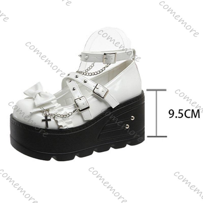 Fashion Comemore Japanese Jk Uniform Mary Jane Shoes Large Size Women Wedges High Heels Leather Pumps for Women Punk Style Single Shoes