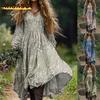 Vestidos Casuales de Manga Larga con Cuello en V para Otoño Invierno