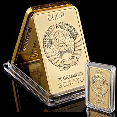 Home Decor USSR Soviet National Emblem CCCP Gold Plated Bullion Bar Russian Souvenir Coin Decoration Gifts MIT