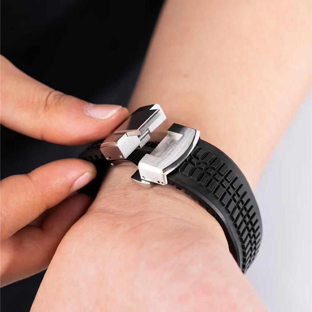 FKM Rubber Band for Apple Watch 46mm 45mm 44mm 42mm Sports Strap for Iwatch Ultra 2 1 49mm Series 10 9 8 7 Se 6 5 4 Bracelet