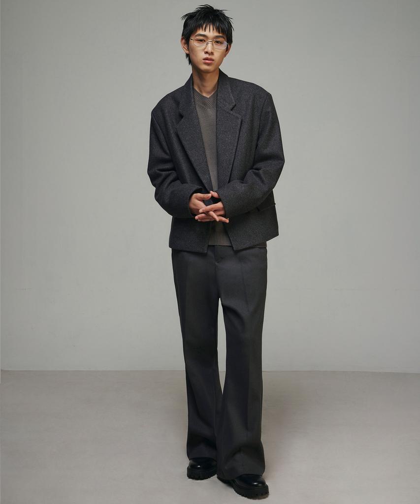 SIGNATURE Brushed Wide Flare Bootcut Slacks [Gray]