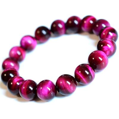 Power Stone Natural Stone Bracelet for Men Money Love Pink Tiger Eye 12mm Comes with a Drawstring Bag with Brand Name Logo [BLESSING M'style] [Work
