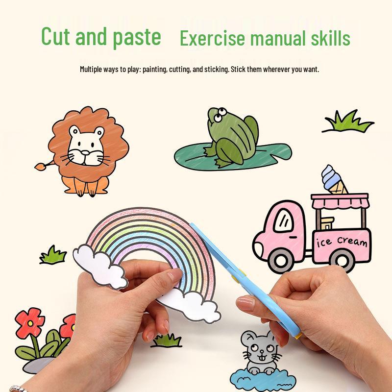 Children's Long Doodle Coloring Roll - Stick-on, No-Mess Wall Canvas for Drawing and Painting