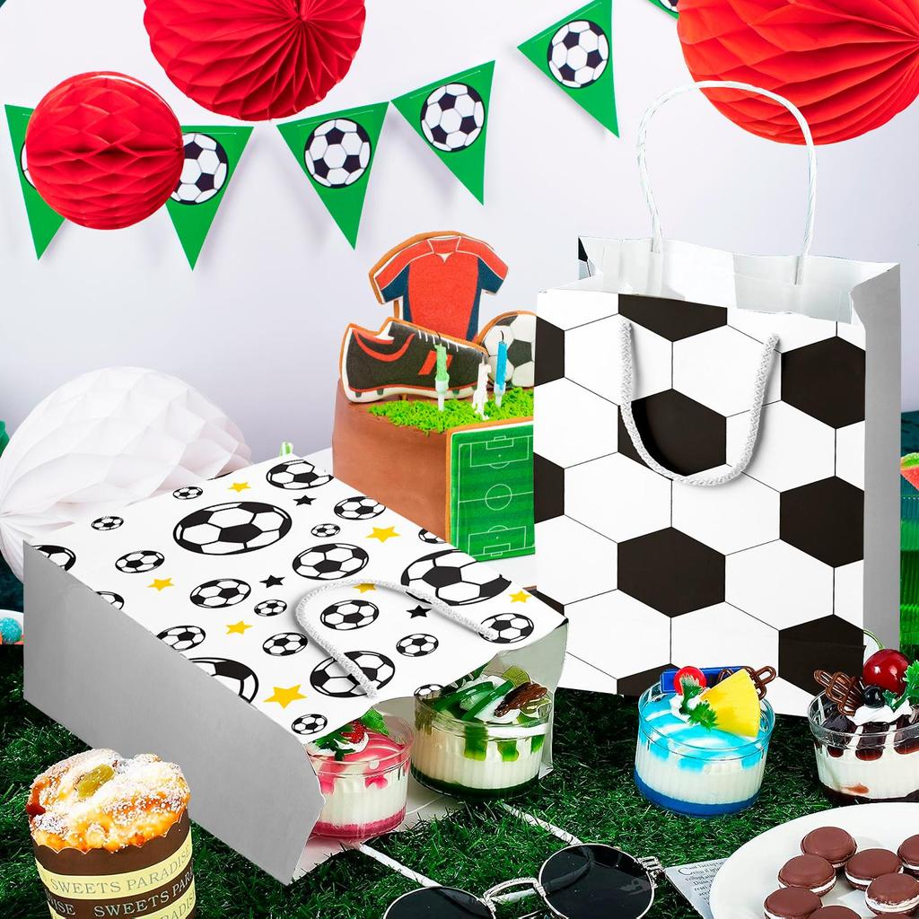 Soccer Gift Bag,24PcsSoccer Favor Bags-Soccer Snack Bag,Soccer Paper Candy Bag&Soccer Birthday Party Decoration&Sports Theme Party Decorations Supplie
