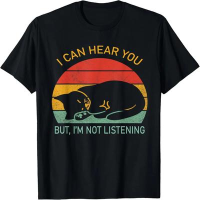Retro Cat I Can Hear You But I'm Not Listening T-Shirt