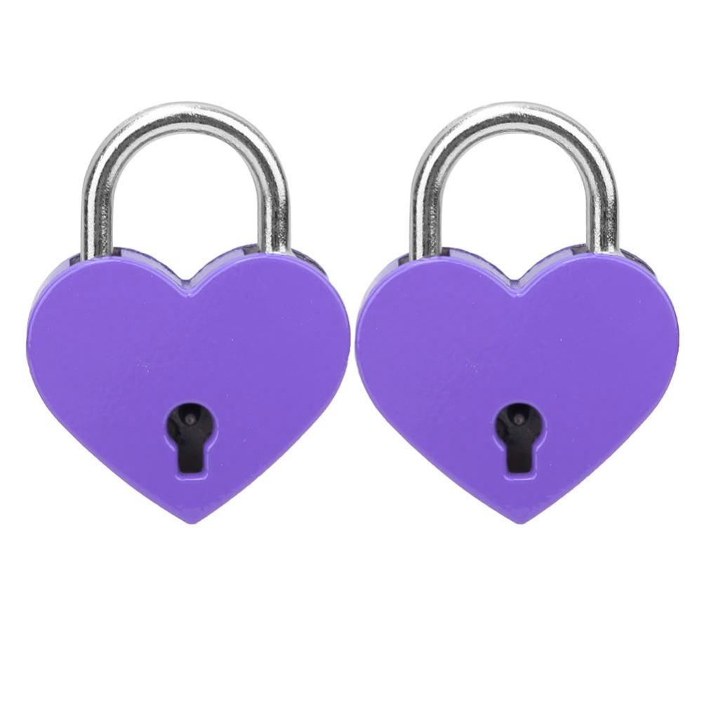 2pcs White&Black&Purple Padlock Metal Mini Heart Lock Craft Supplies Heart Lock Household