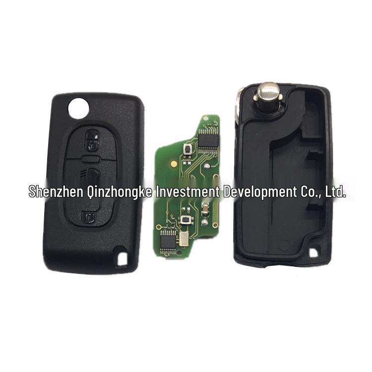 Peugeot 3-Button Folding Car Key with Light, 433 MHz, 7941 Chip