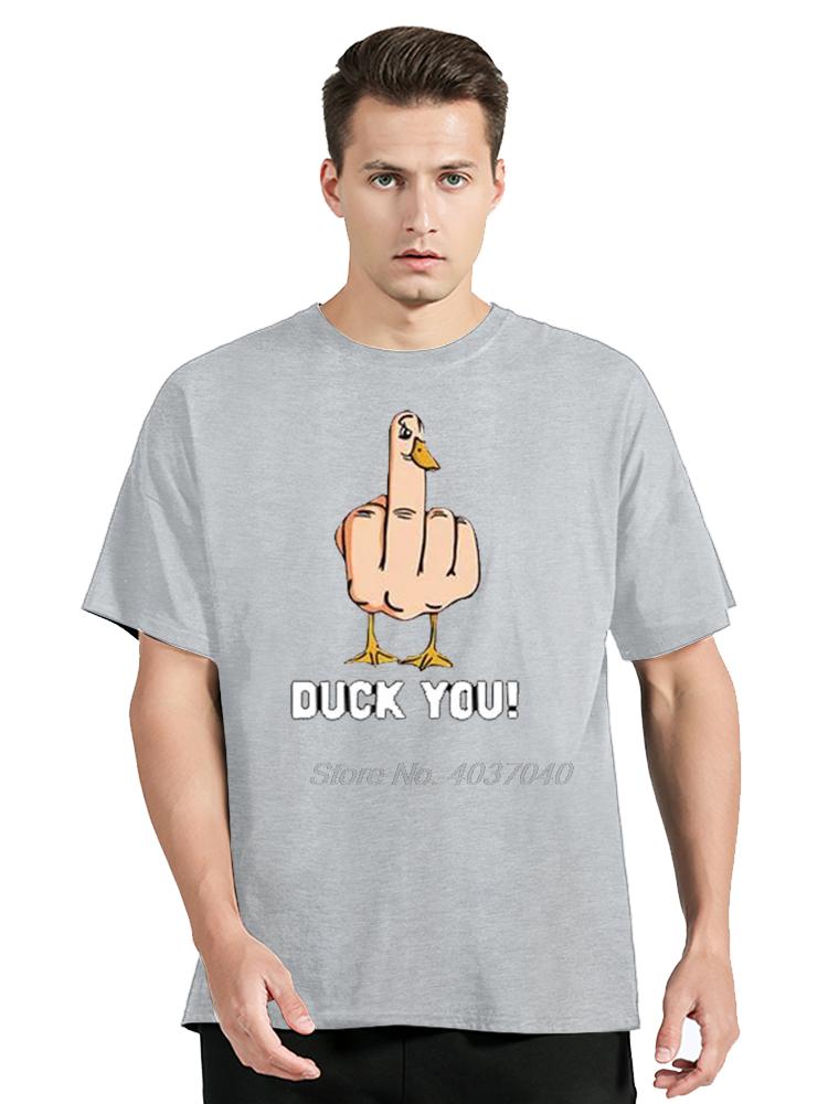 Duck You Mittelfinger Print T-Shirt Rundhals Locker T-Shirt Sommer Baumwolle T-Shirt Übergröße Unisex T-Shirt Unisex Kleidung Streetwear