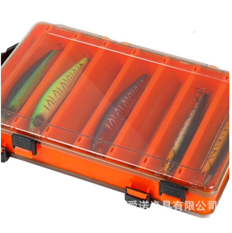 Angelbox mit 14 Fächern, Angelzubehör, Köderhakenboxen, Aufbewahrung, doppelseitig, hochfest, Angelköder-Tackle-Box