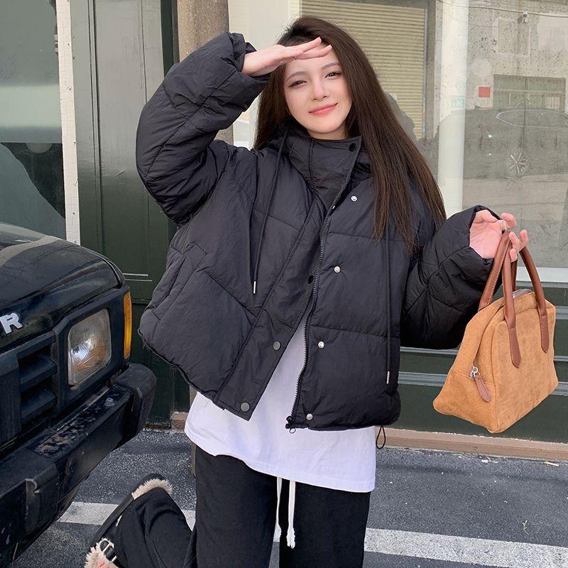 Casual Hooded Short Down Jacket for Women Korean Style Loose Bread Coat Cotton Jacket Winter Coat