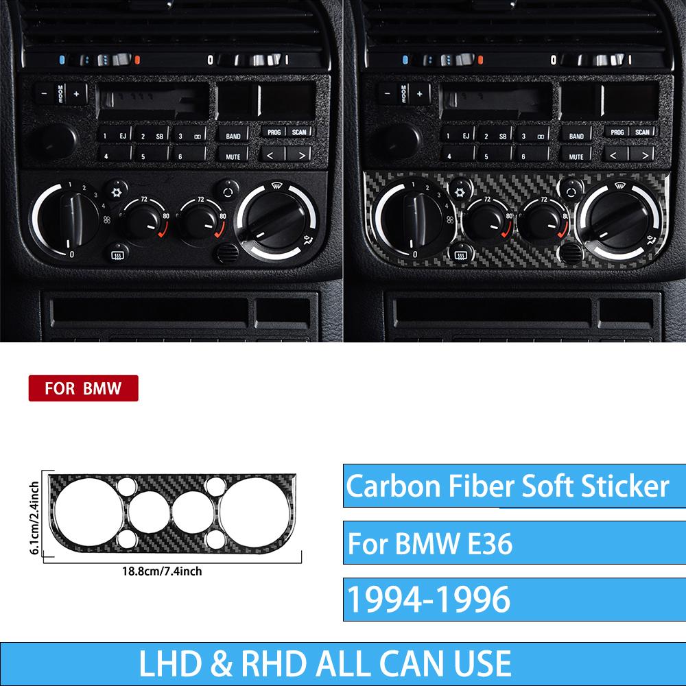 Real Carbon Fiber Car Accessories Center Console Climate Panel Trim Cover Soft Sticker For BMW E36 3 Series/M3 1994 1995 1996