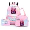 3Pcs/set Cartoon Demon Hunters Printed Backpack with Lunch Bag Pencil Case for Teenager Girl Boy Large Capacity Waterproof Bookbag Gift Mochila