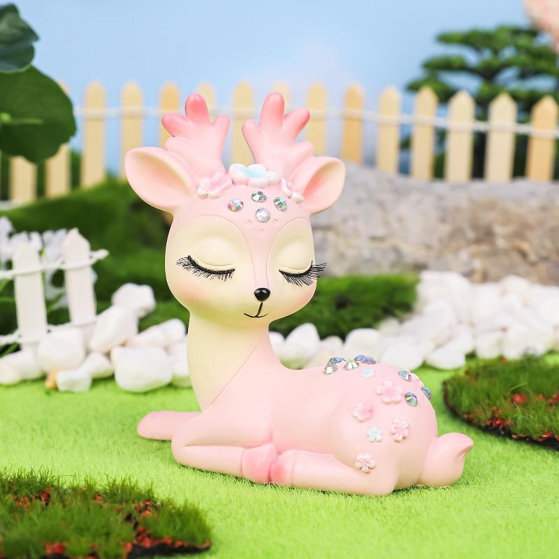 Romantic Little Fairy Deer, Cute Couple, Sika Deer Car Decoration, Cartoon Deer Ornaments, Resin Cake Decorations