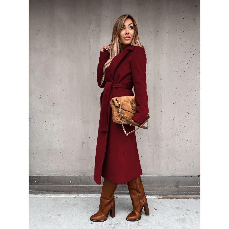 YYFS Women's Fashion Casual Solid Color Print Autumn Winter Long Sleeve POLO Neck Jackets & Coats