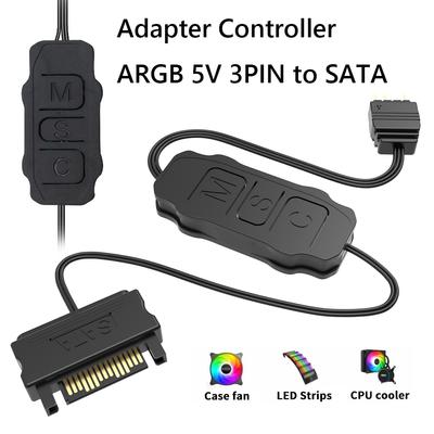 5V 3-Pin ARGB Controller ARGB 5V 3-Pin auf SATA-Schnittstelle Verlängerungskabel RGB-Synchronisations-Controller-Kabel für PC-Lüfter-Lichtleiste