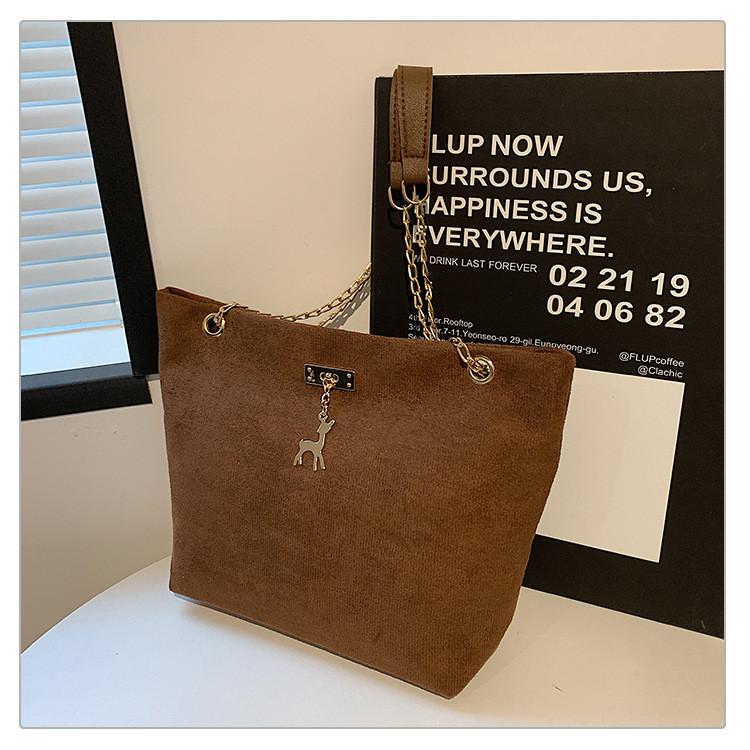 Velvet Soft Trendy Chain Shoulder Bag For Women Versatile Summer Tote Handbag