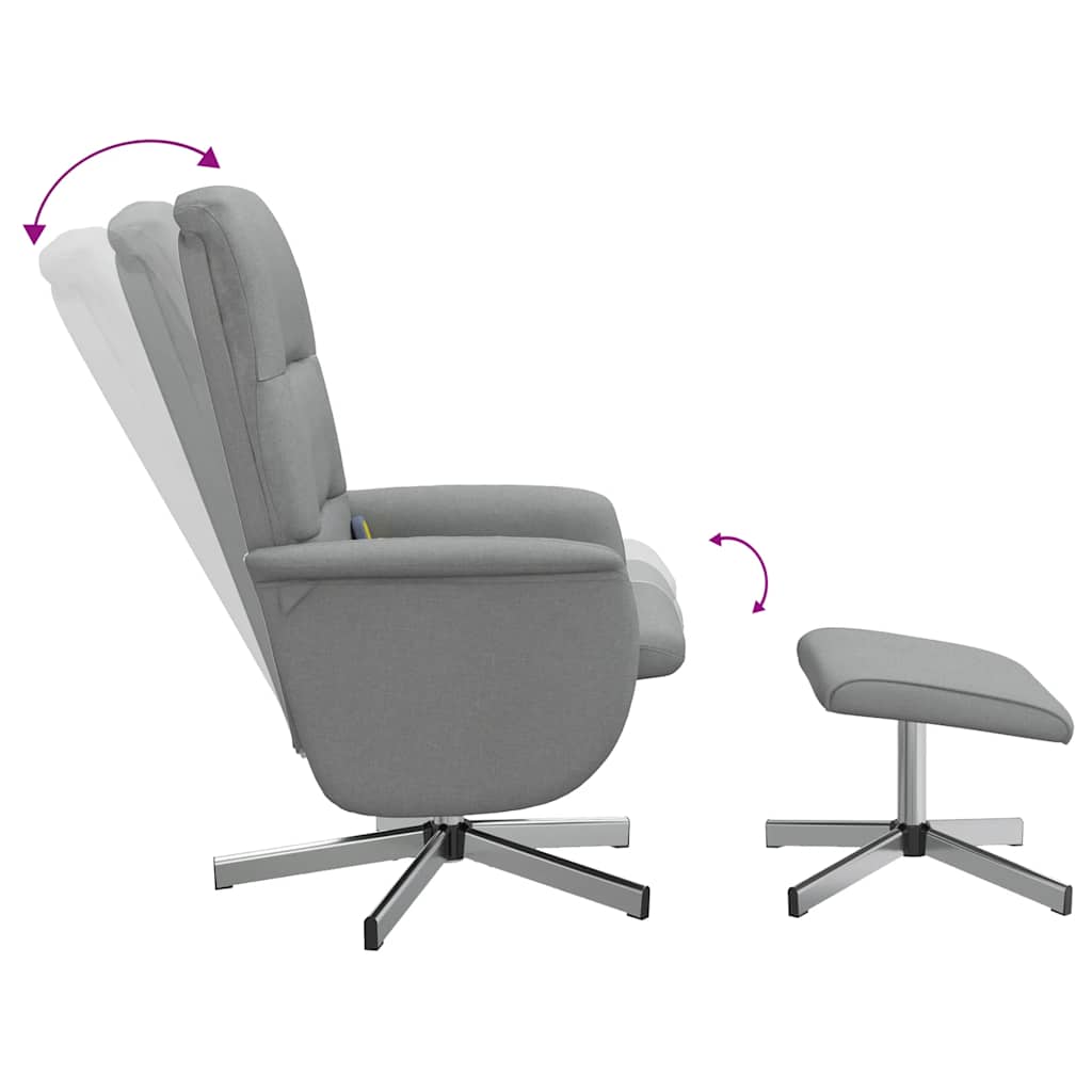 Vidaxl Reclining Massage Chair with Footrest, Light Gray, Fabric