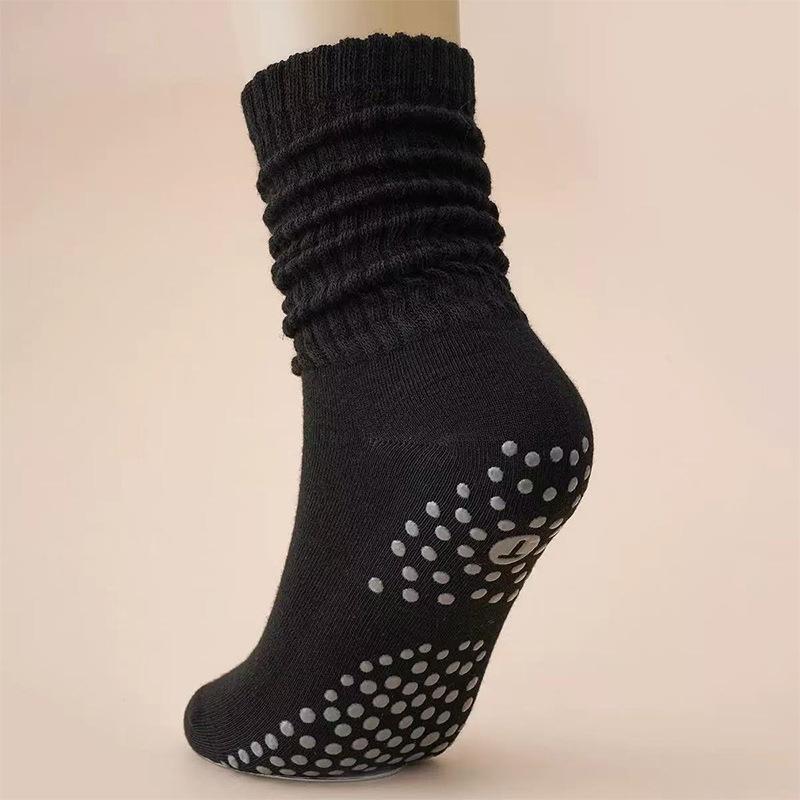 

Yoga Socks Mid-Calf Pilates Socks Non-Slip Women s Sweat-Absorbent Non-Slip Dotted Floor Socks Versatile Sports Fitness Silicone Socks One Size чорний