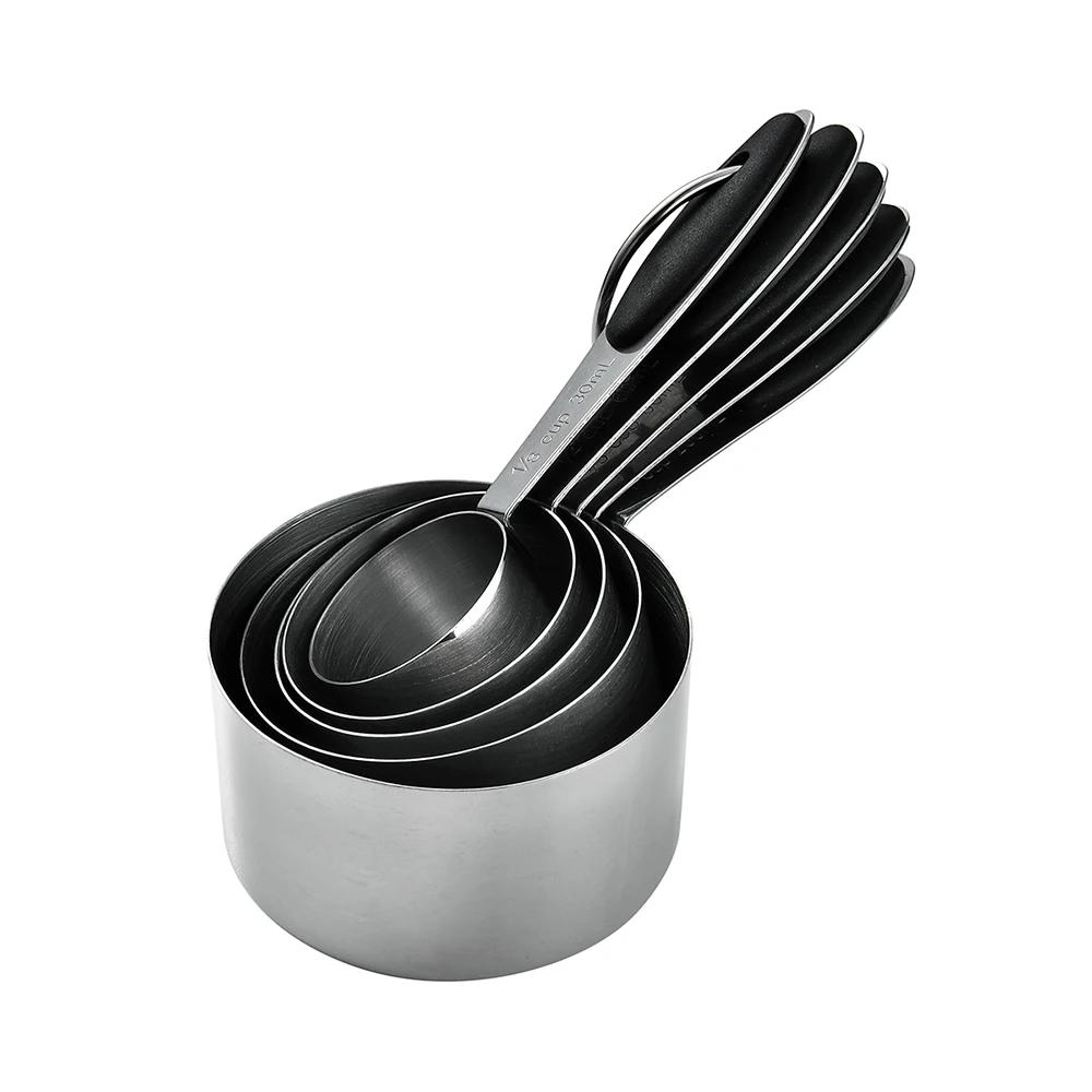 5/10Piece Silver Measuring Cups and Spoons Set Stainless Steel Measuring Cup Kitchen Measuring Spoon Scoop For Baking