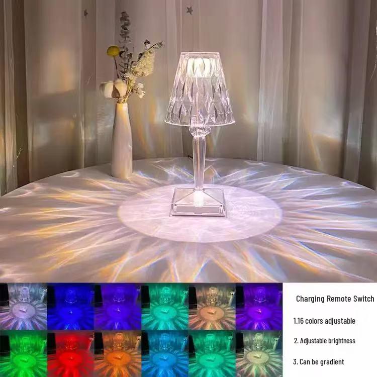 Diamond Cat Eye Crystal Atmosphere Lamp - Night Light for Bedroom & Restaurant Decor