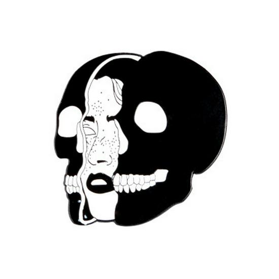Freckled Witch Split Face Skull Enamel Pin: Trendy European & American Design
