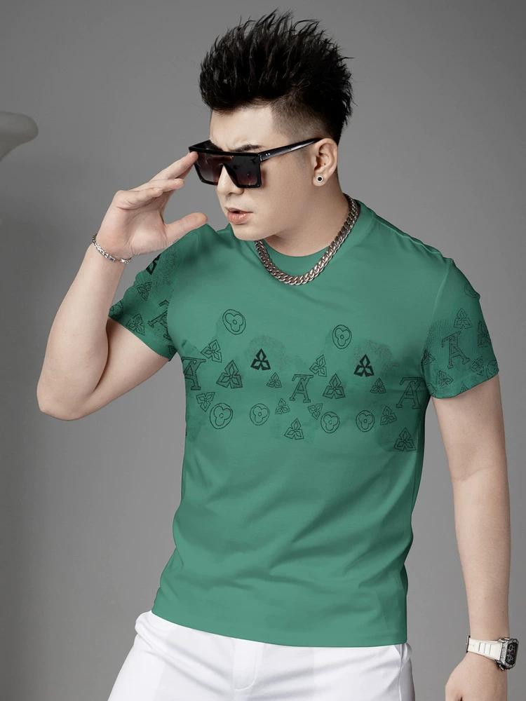 European Station 2025 Summer New Fashion Printed Short-Sleeve T-Shirt Men s Trendy Casual Top Half-Sleeve Tee for Men 4XL чёрный