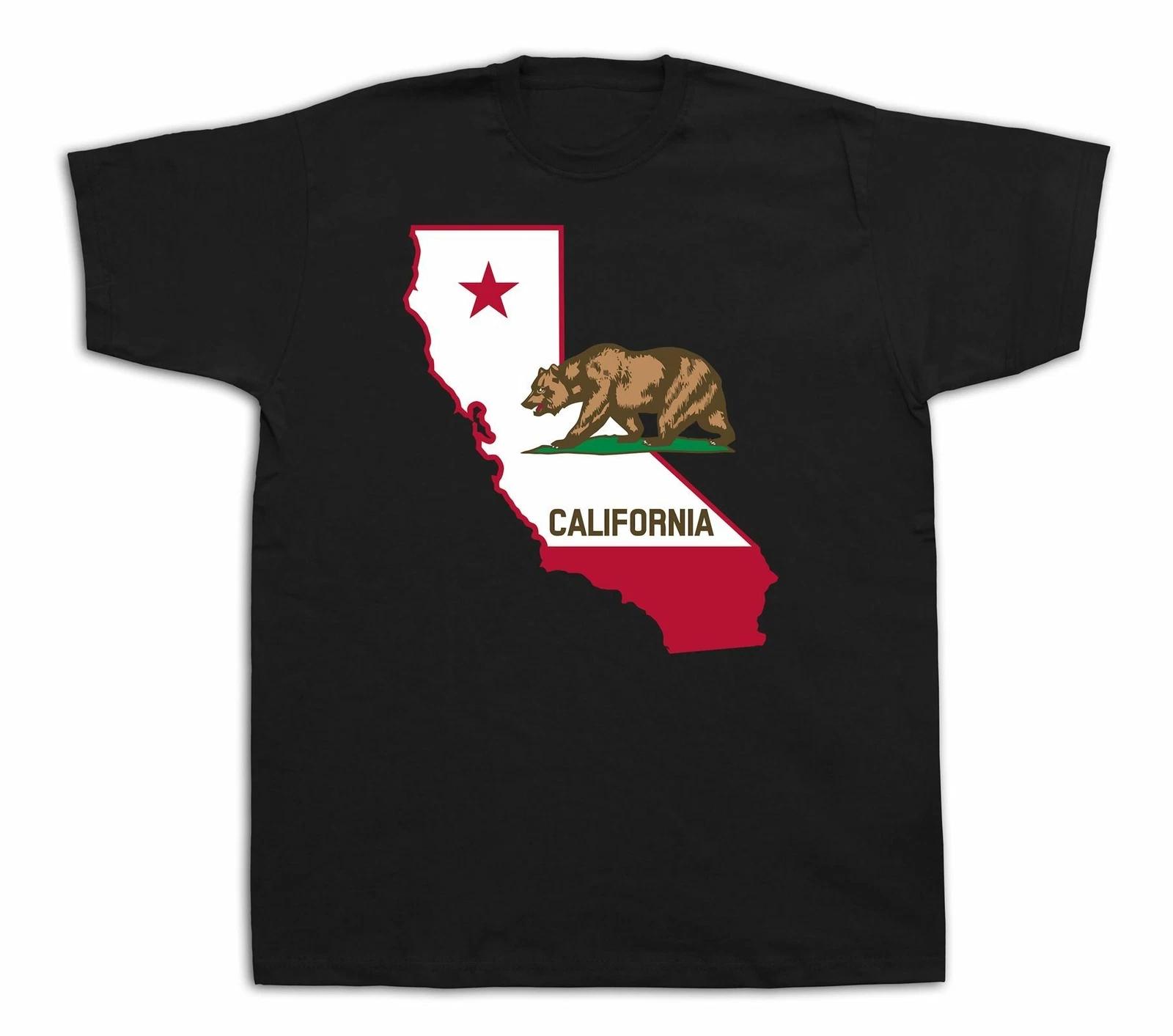 California Bear star Flag souvenir tourist city sites t shirt funny casual tee S