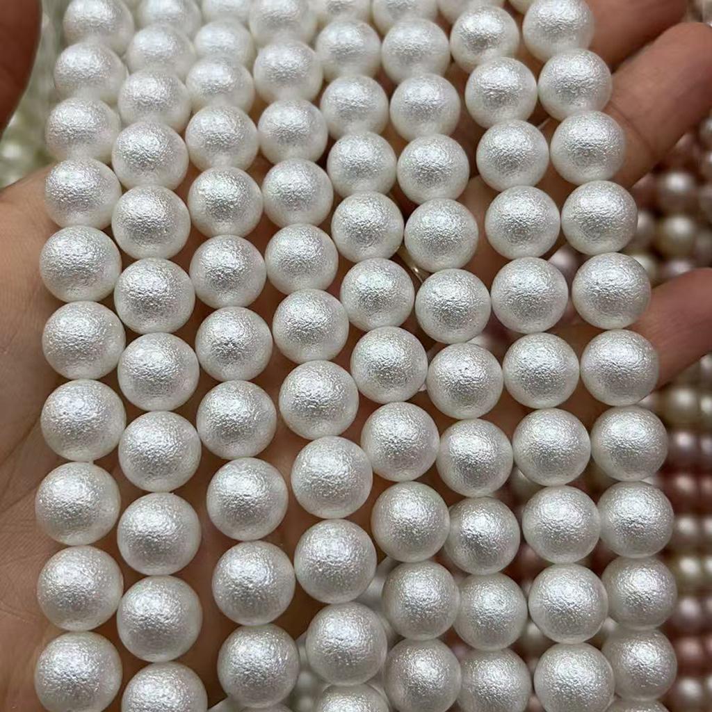 White Natural Shell Mother of Pearl Beads, Boho Handcrafted Round Loose Spacer Beads for Jewelry Making DIY Necklace Bracelet Anklet Accessories 38cm