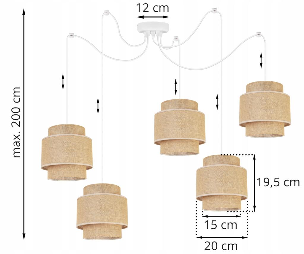 Hanging Lamp, Ceiling Chandelier, Lampshade, Boho Juta